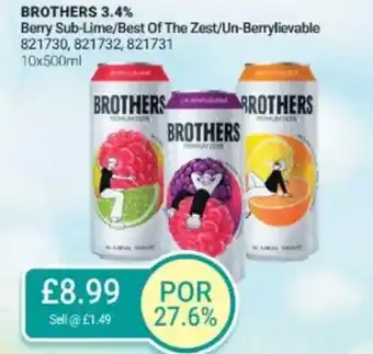Bestway BROTHERS 3.4% Berry Sub-Lime/Best Of The Zest/Un-Berrylievable offer