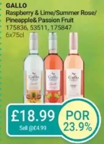 Bestway GALLO Raspberry & Lime/Summer Rose/ Pineapple& Passion Fruit offer