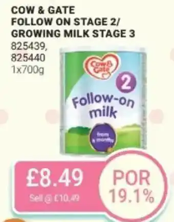 Bestway Cow & gate follow on stage 2/ growing milk stage 3 offer