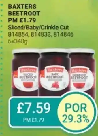 Bestway BAXTERS BEETROOT Sliced/Baby/Crinkle Cut offer