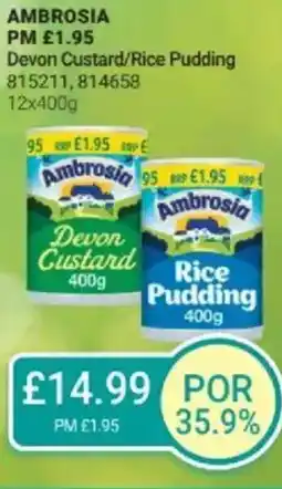 Bestway AMBROSIA Devon Custard/Rice Pudding offer