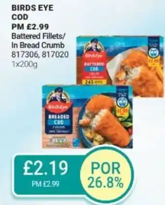 Bestway BIRDS EYE COD Battered Fillets/ In Bread Crumb offer