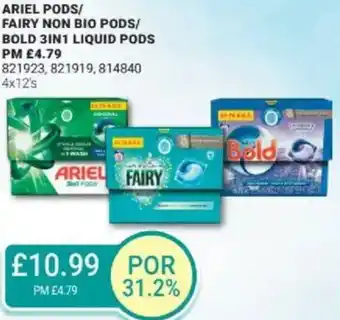Bestway Ariel pods/ fairy non bio pods/ bold 3in1 liquid pods offer