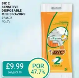 Bestway Bic 2 sensitive disposable men's razors offer
