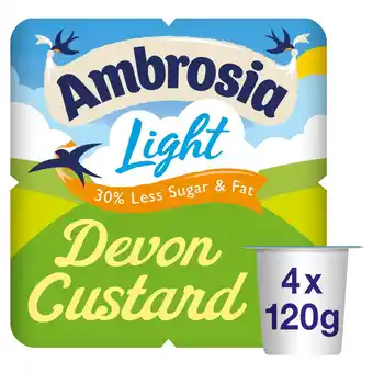 Morrisons Ambrosia Light Devon Custard Dessert Pots 4 x 120g offer