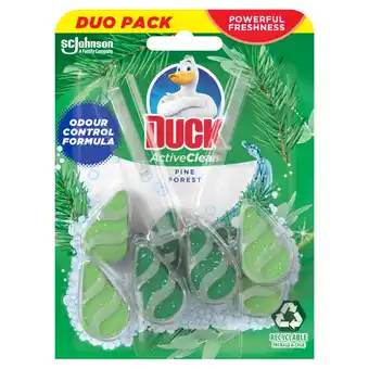 Morrisons Duck Active Clean Rim Block Toilet Cleaner Duo Pine Twin Pack offer