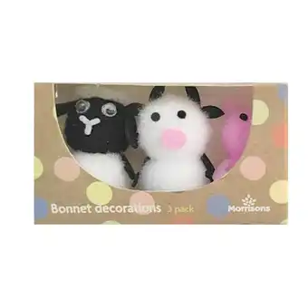 Morrisons Morrisons Calf, Sheep And Pig Bonnet Decorations 3 Pack offer