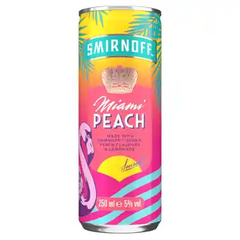 Asda Smirnoff Miami Peach & Lemonade Ready to Drink 5% vol 250ml offer