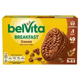 Iceland Belvita Breakfast Biscuits Cocoa with Choc Chips 5 Pack 225g offer