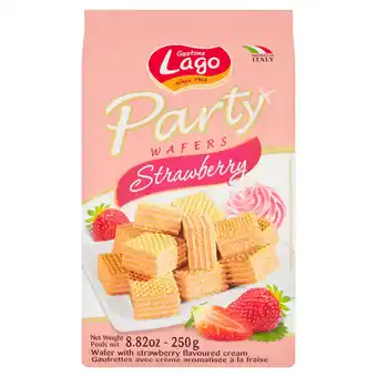 Iceland Gastone Lago Strawberry Party Wafers 250g offer