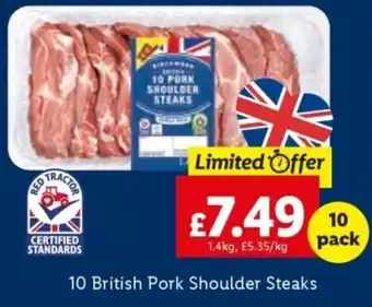 Lidl 10 British Pork Shoulder Steaks offer
