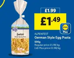 Lidl ALPENFEST German Style Egg Pasta offer