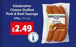 Lidl Käsekrainer Cheese Stuffed Pork & Beef Sausage offer