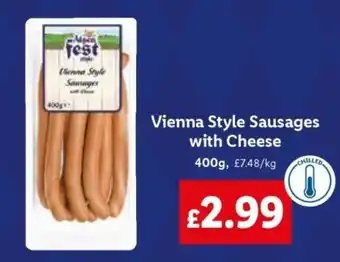 Lidl Vienna Style Sausages with Cheese offer