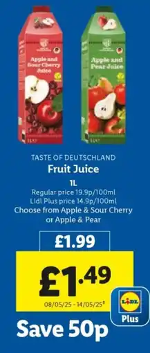 Lidl TASTE OF DEUTSCHLAND Fruit Juice offer
