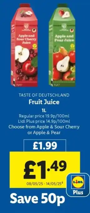 Lidl TASTE OF DEUTSCHLAND Fruit Juice offer