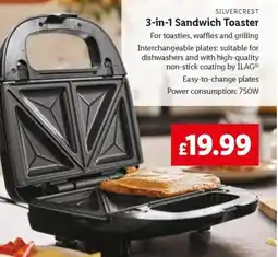 Lidl SILVERCREST 3-in-1 Sandwich Toaster\ offer