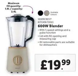 Lidl SILVERCREST KITCHEN TOOLS 600W Blender offer
