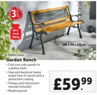 Lidl LIVARNO home Garden Bench offer