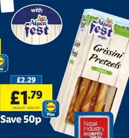Lidl Alpen Fest Grissini Pretzels offer