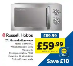 Lidl Russell Hobbs 17L Manual Microwave offer