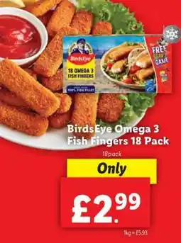 Lidl BirdsEye Omega 3 Fish Fingers 18 Pack offer