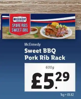 Lidl McEnnedy Sweet BBQ Pork Rib Rack offer