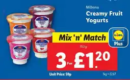 Lidl Milbona Creamy Fruit Yogurts offer