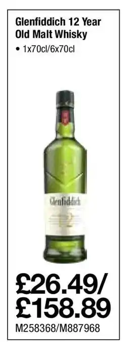Makro Glenfiddich 12 Year Old Malt Whisky offer
