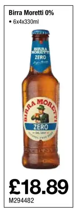 Makro Birra Moretti 0% offer