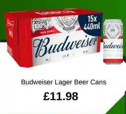 Asda Budweiser Lager Beer Cans offer