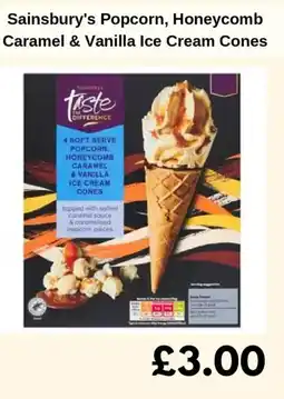Sainsbury's Sainsbury's Popcorn, Honeycomb Caramel & Vanilla Ice Cream Cones offer