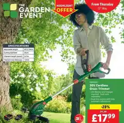 Lidl PARKSIDE 20V Cordless Grass Trimmer offer