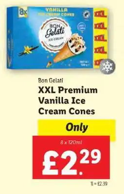 Lidl Bon Gelati XXL Premium Vanilla Ice Cream Cones offer