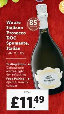 Lidl We are Italiano Prosecco DOC Spumante, Italian offer