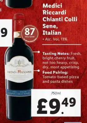 Lidl Medici Riccardi Chianti Colli Sene, Italian offer