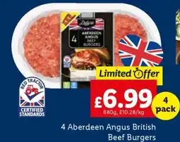 Lidl 4 Aberdeen Angus British Beef Burgers offer