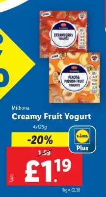 Lidl Milbona Creamy Fruit Yogurt offer