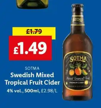Lidl SOTMA Swedish Mixed Tropical Fruit Cider offer