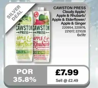 Bestway Cawston Press Cloudy Apple Apple & Rhubarb Apple & Elderflower Apple & Ginger offer