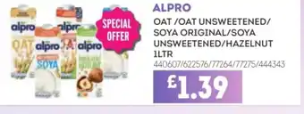 Bestway ALPRO Oat/oat unsweetened/ soya original/soya unsweetened/hazelnut offer