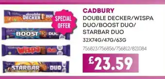 Bestway CADBURY Double decker/wispa duo/boost duo/ starbar duo offer