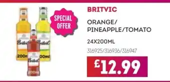 Bestway BRITVIC Orange/ pineapple/tomato offer