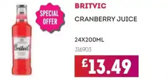 Bestway BRITVIC Cranberry juice offer