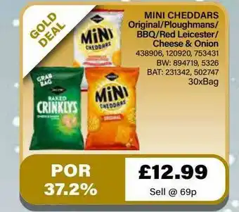 Bestway Mini Cheddars Original Ploughmans Bbq Red Leicester Cheese & Onion offer