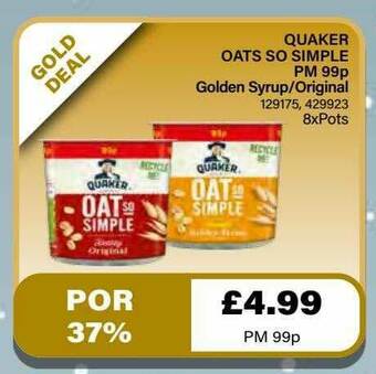 Bestway Quaker Oats So Simple Golden Syrup Original offer