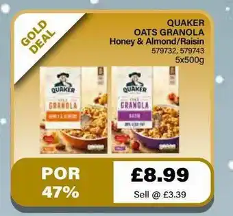 Bestway Quaker Oats Granola Honey & Almond Raisin offer
