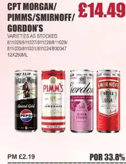 Bestway CPT MORGAN/ PPIMMS/SMIRNOFF/ GORDON'S offer