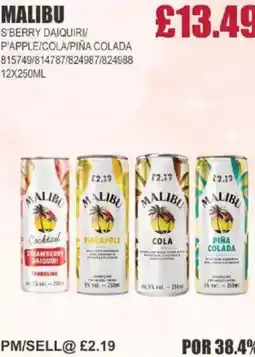 Bestway MALIBU S'berry daiquiri/ p'apple/cola/piña colada offer