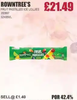 Bestway ROWNTREE'S Fruit pastilles ice lollies offer